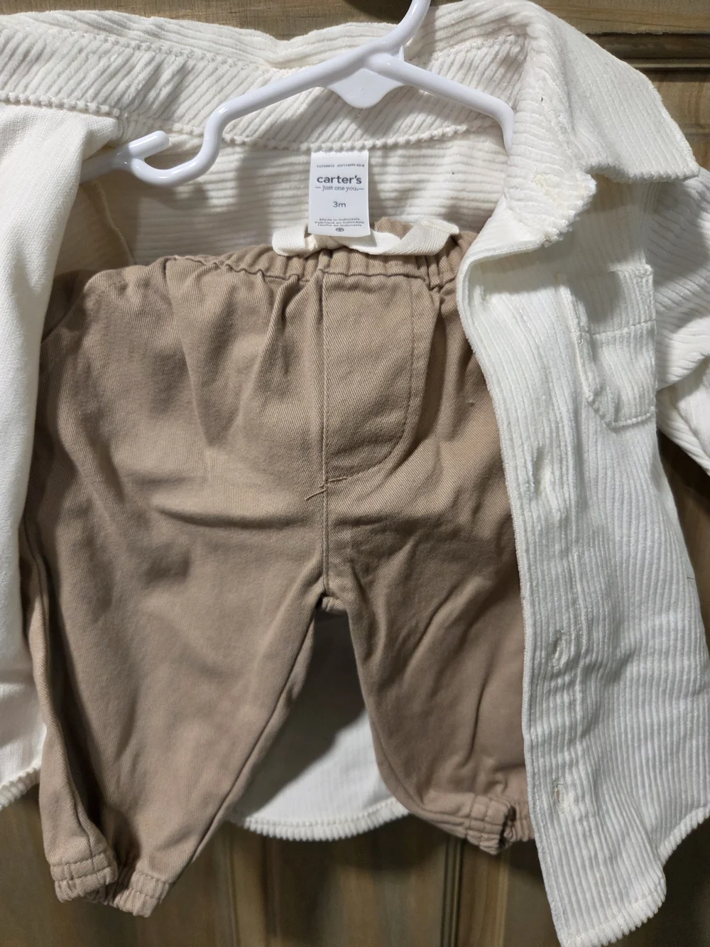 NWT Carter's Cream Corduroy Button-Down Shirt & Khakis